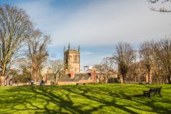 The old bowling green atop the castle mound