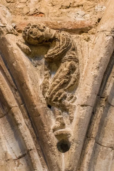 An unusual medieval carving, nave arcade
