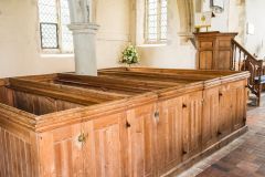 Box pews in the church interior