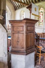 The simple wooden pulpit