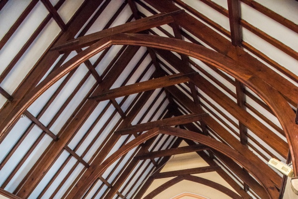 The timber roof of the nave