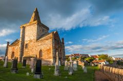 St Monans Auld Kirk, The view from the south west corner of the churchyard