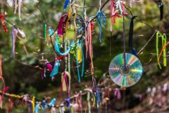 More colourful offerings by the waterfall