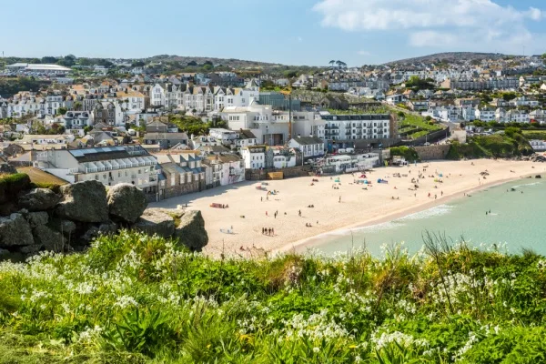 Porthmeor beach from St Nicholas' Chapel
