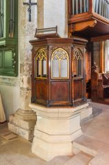 The gilded wooden pulpit