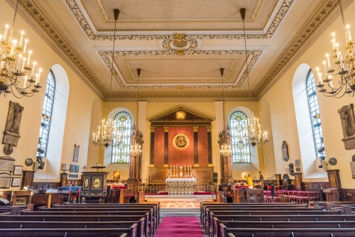 The church interior, looking east