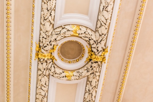Detail of the gilded plasterwork ceiling