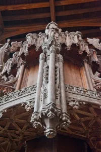 Carving detail, font canopy