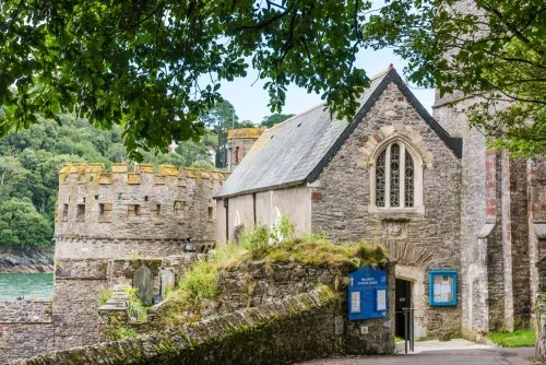 The church and 15th-century gun tower of Dartmouth Castle