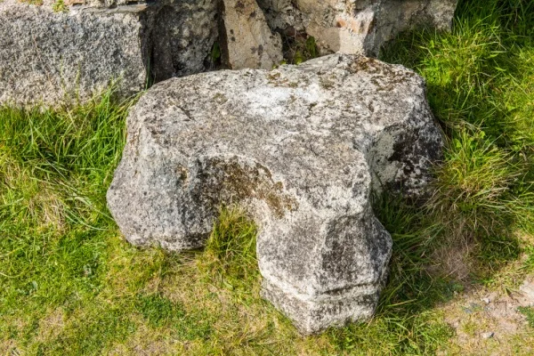 The carved base of a pier