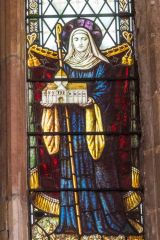 Stained glass image of St Wendreda