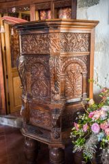 The superbly carved pulpit