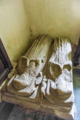 A worn pair of medieval effigies