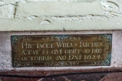 William Riche brass inscription, 1624