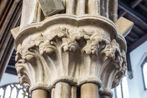 Beautifully carved 13th-century nave pillar capital