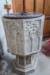 The 14th-century octagonal font