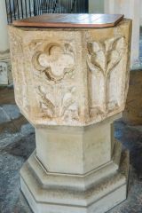 Stanford-on-Avon, St Nicholas' Church, The 14th-century font