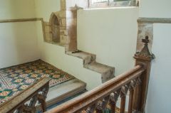 Medieval sedilia and piscina in the chancel