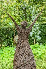 Whimsical organic sculptures abound throughout the garden