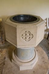 The simply decorated Victorian font