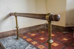 A closeup of the altar rails