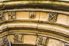 Stradbroke, All Saints Church, De la Pole family symbols on the west tower doorway