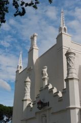 Pinnacles and turrets on the house exterior