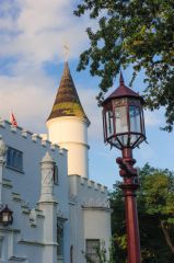 The house exterior at dawn