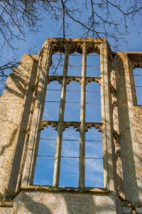 Defying gravity, a ruined window in the Banqueting Hall