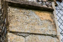 Swanton Abbott, St Michael's Church, John and Katherine Dennes inscription, 1717