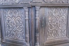 Carved panels on the Jacobean pulpit