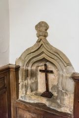 14th-century piscina, south wall