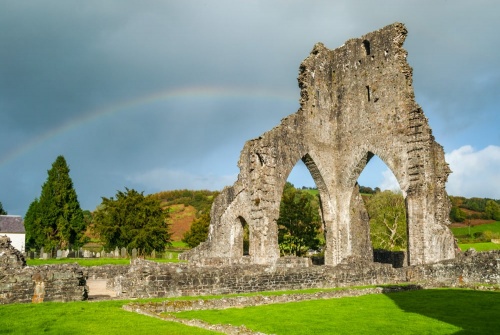 A rainbow over Talley Abbey