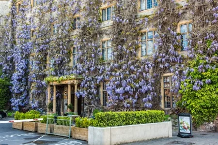 The wisteria-covered Castle Hotel