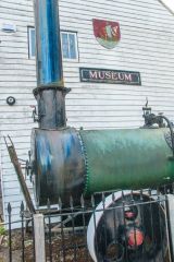An old steam traction engine outside the museum