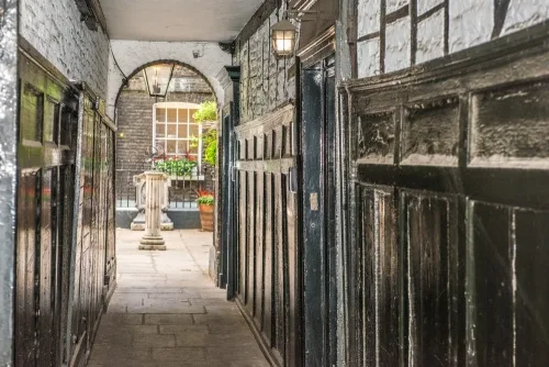 The passage to Pickering Place (Legation on right)