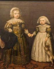 Two Children and a Dog, by Cornelius Johnson, 1633