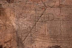 Graffiti on a door from Chichester Gaol 