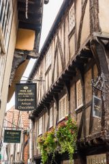 Jettied timber-framed shops