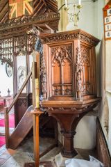 The beautifully carved 19th century wineglass pulpit