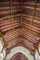 The restored 15th century hammer-beam roof