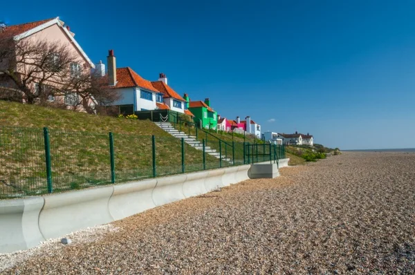 Houses on the beach at Thorpeness