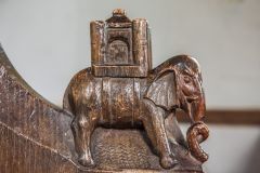 14th century elephant bench end
