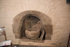 An ancient font bowl in the Lady Chapel