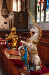 Mayor's pew lion and unicorn