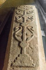 A medieval grave slab in the undercroft