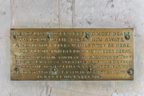 Roger Gratwick memorial brass, 1596
