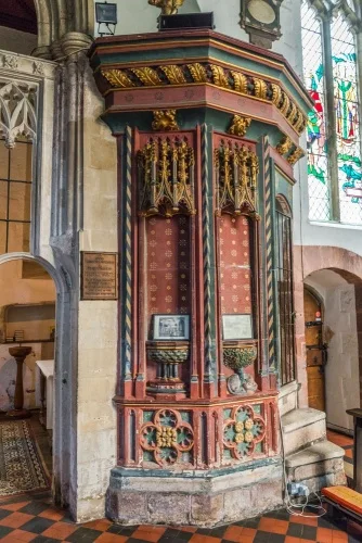 The painted rood stair in the chancel