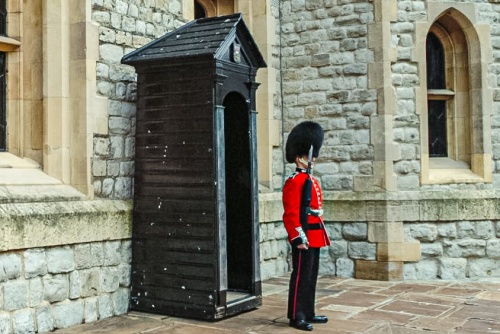 A sentry on duty outside the Jewel House