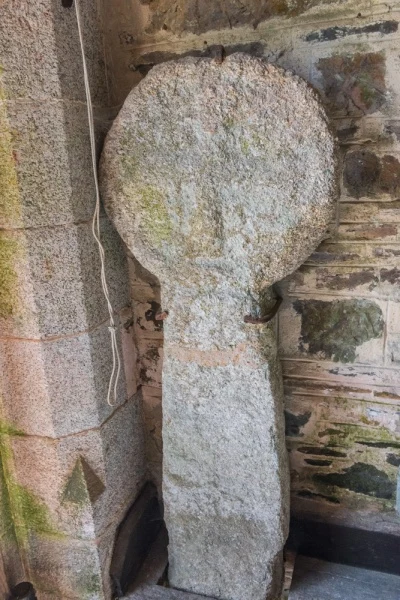 A Celtic wayside cross in the porch